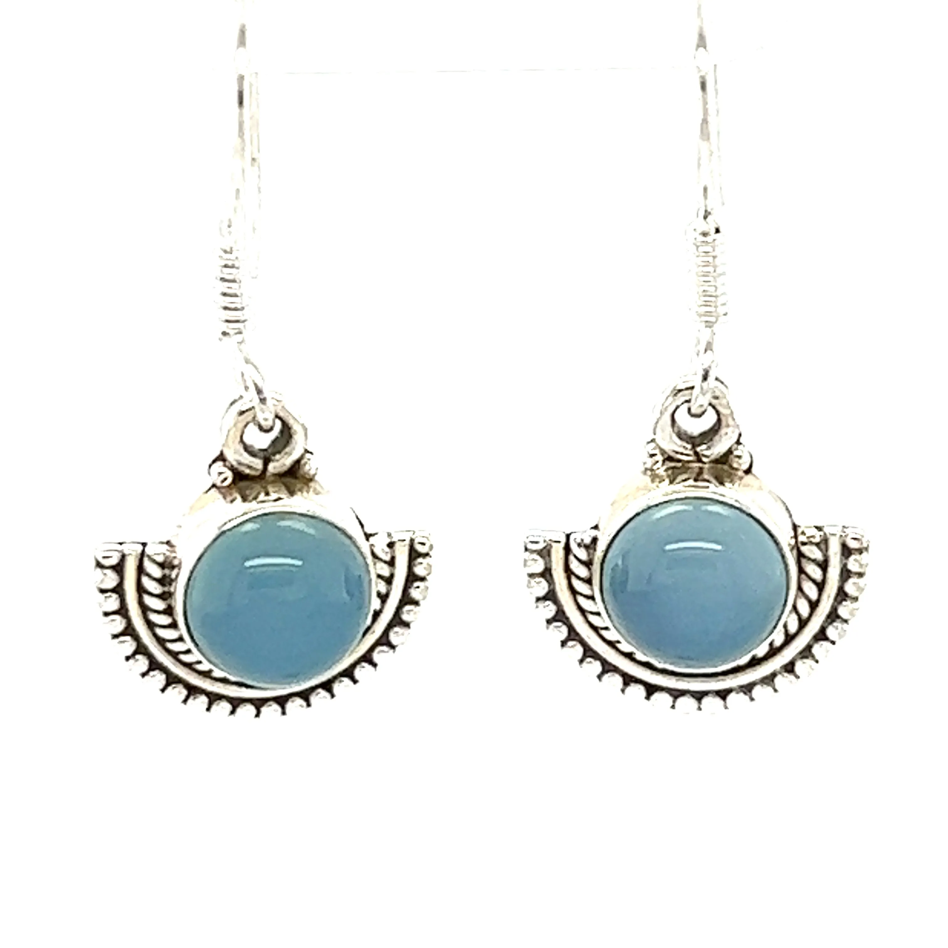 Round Gemstone Earrings with Fan Setting