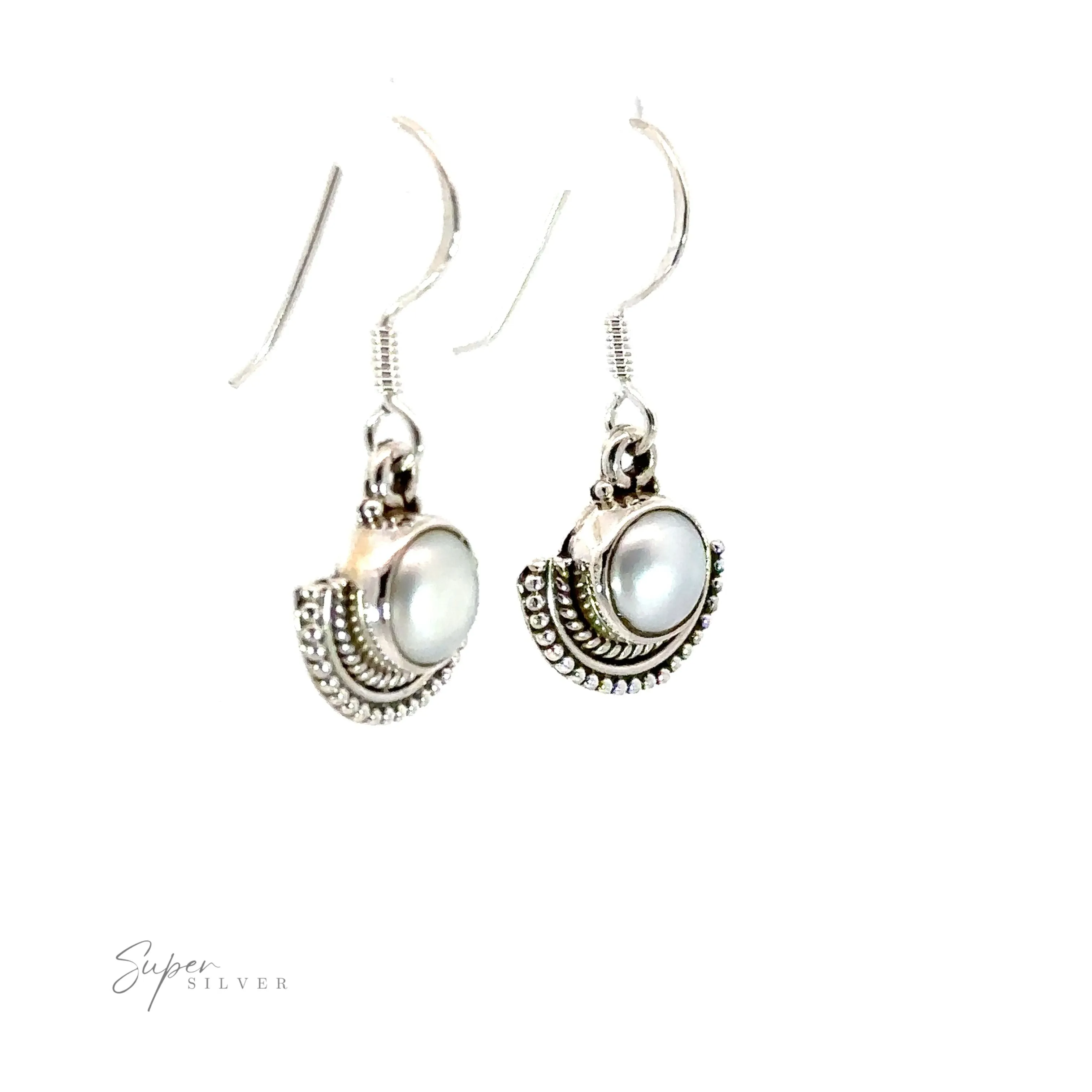 Round Gemstone Earrings with Fan Setting