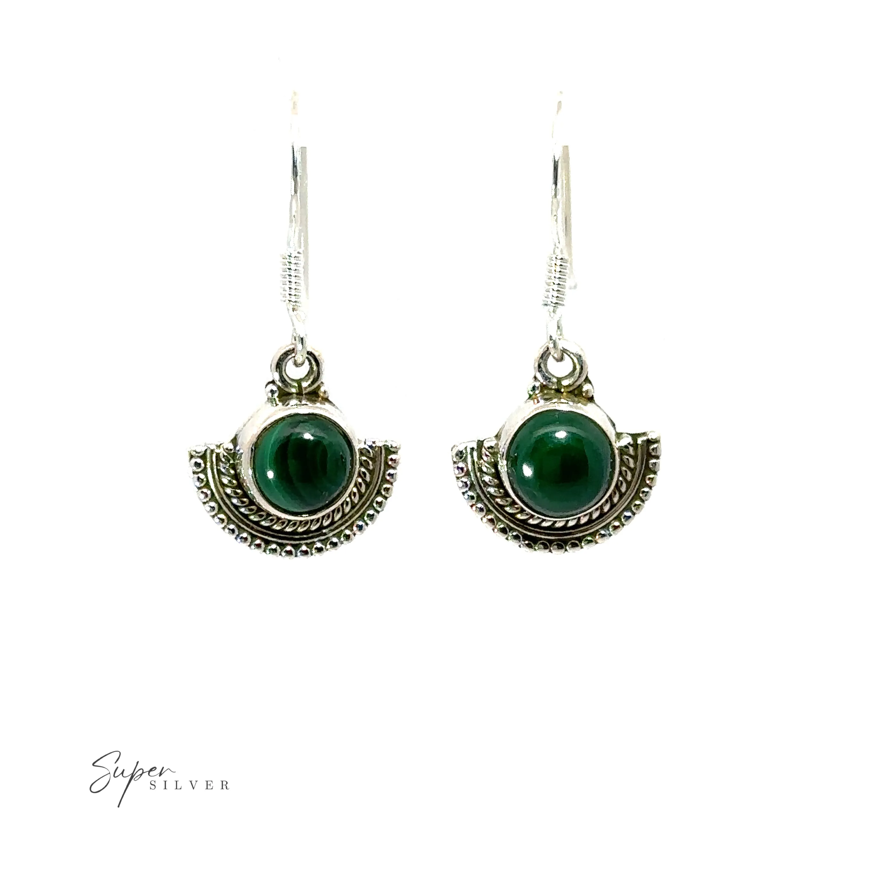 Round Gemstone Earrings with Fan Setting