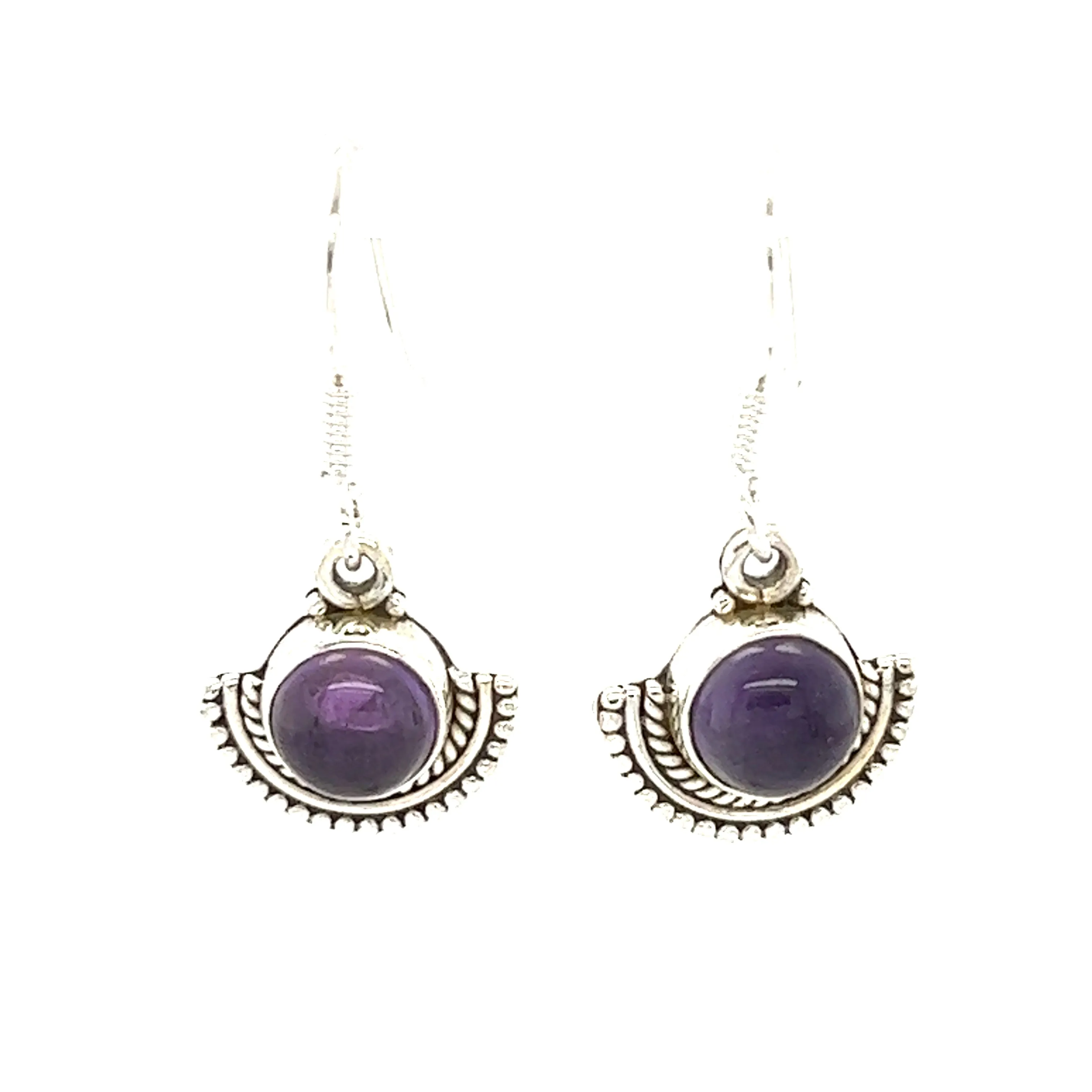Round Gemstone Earrings with Fan Setting