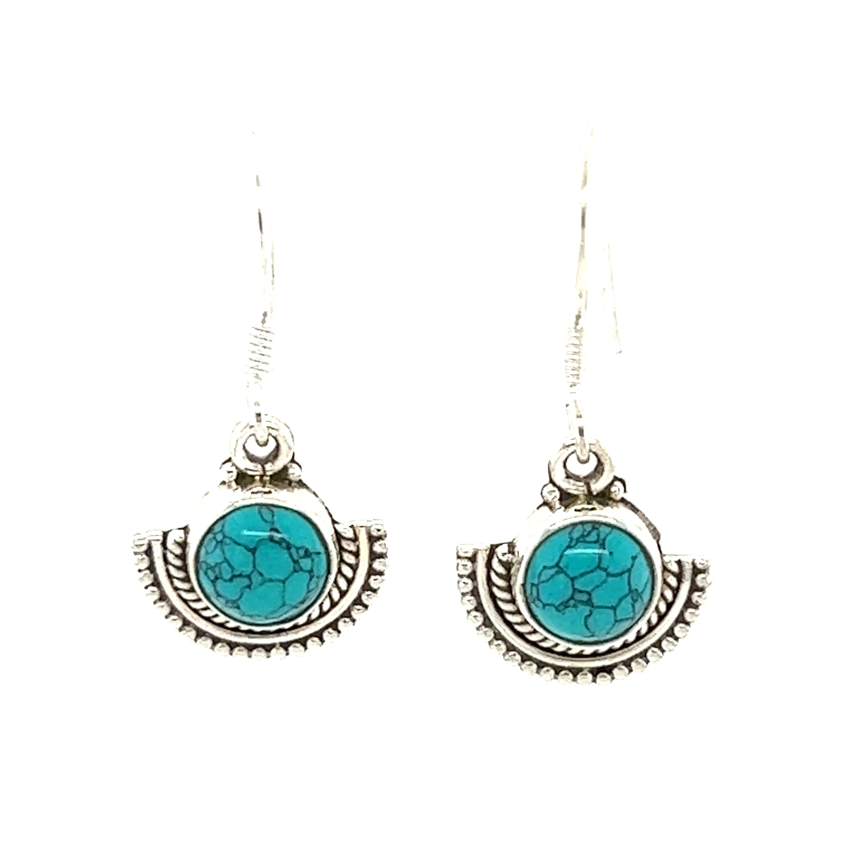 Round Gemstone Earrings with Fan Setting