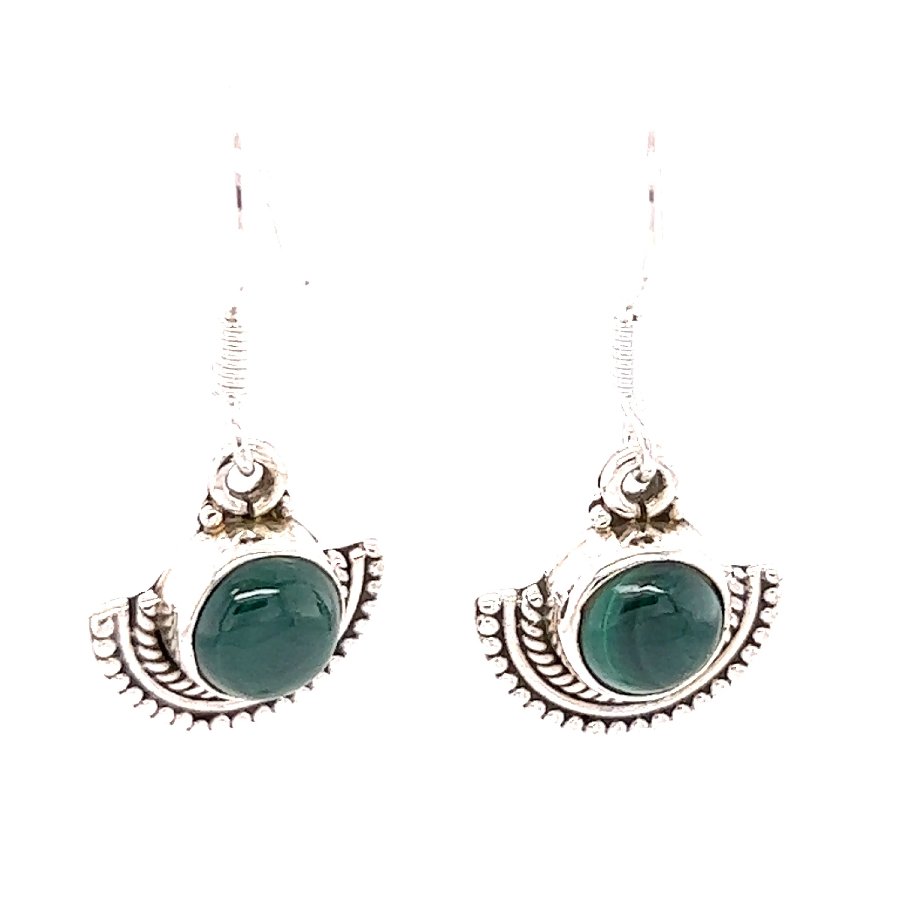Round Gemstone Earrings with Fan Setting