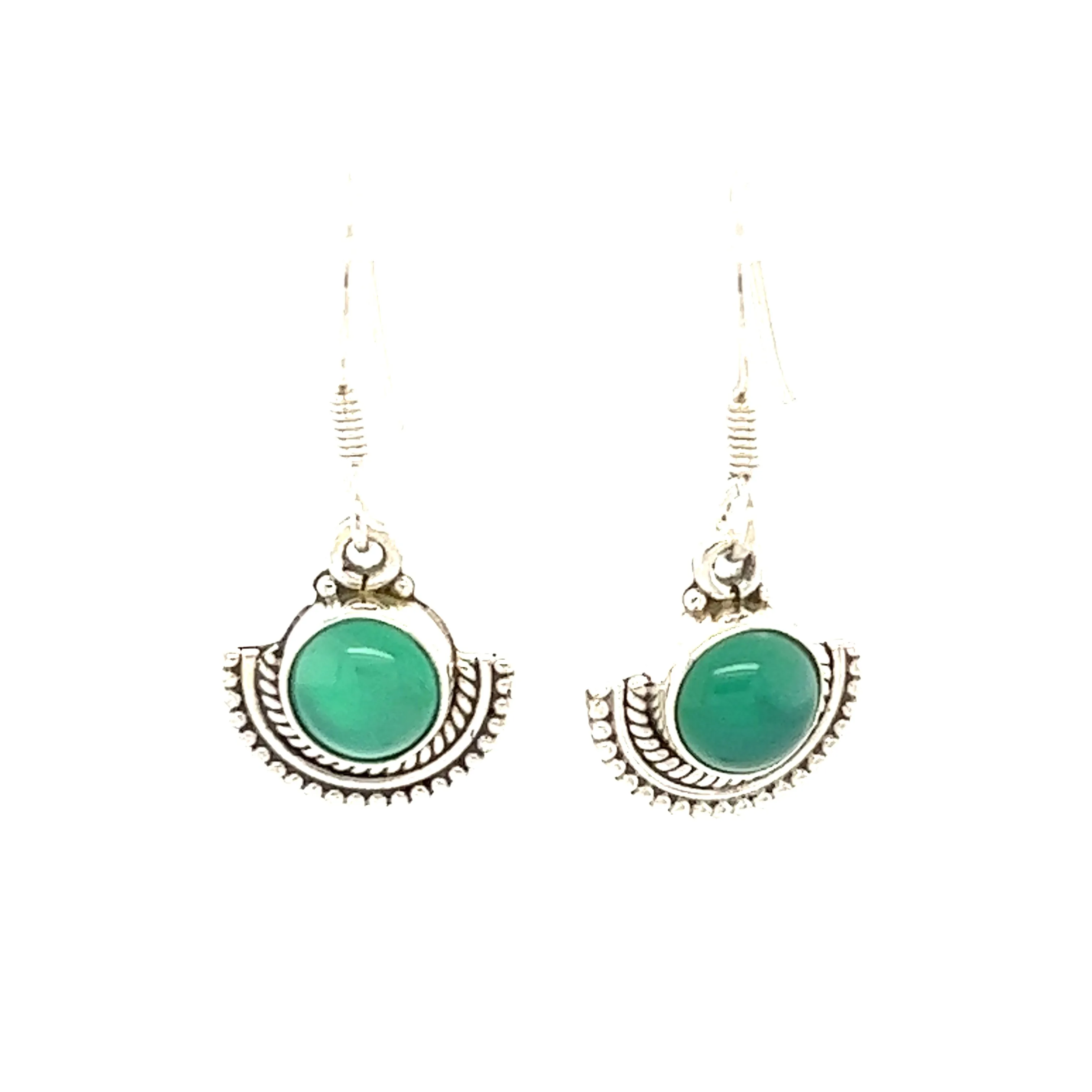Round Gemstone Earrings with Fan Setting
