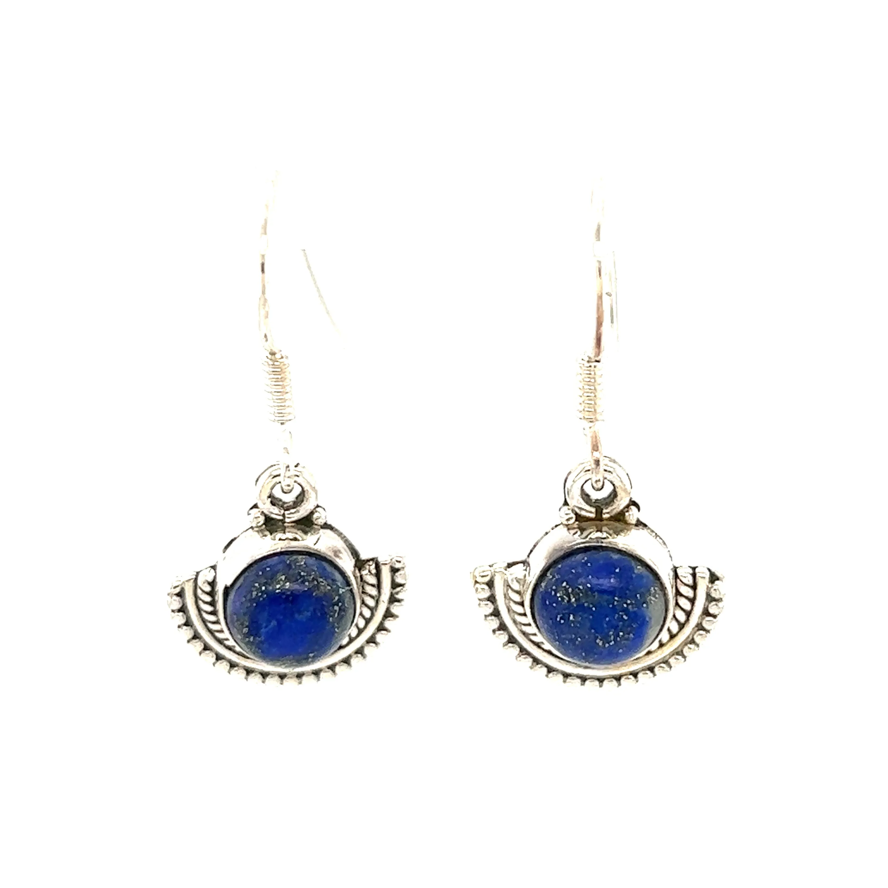 Round Gemstone Earrings with Fan Setting