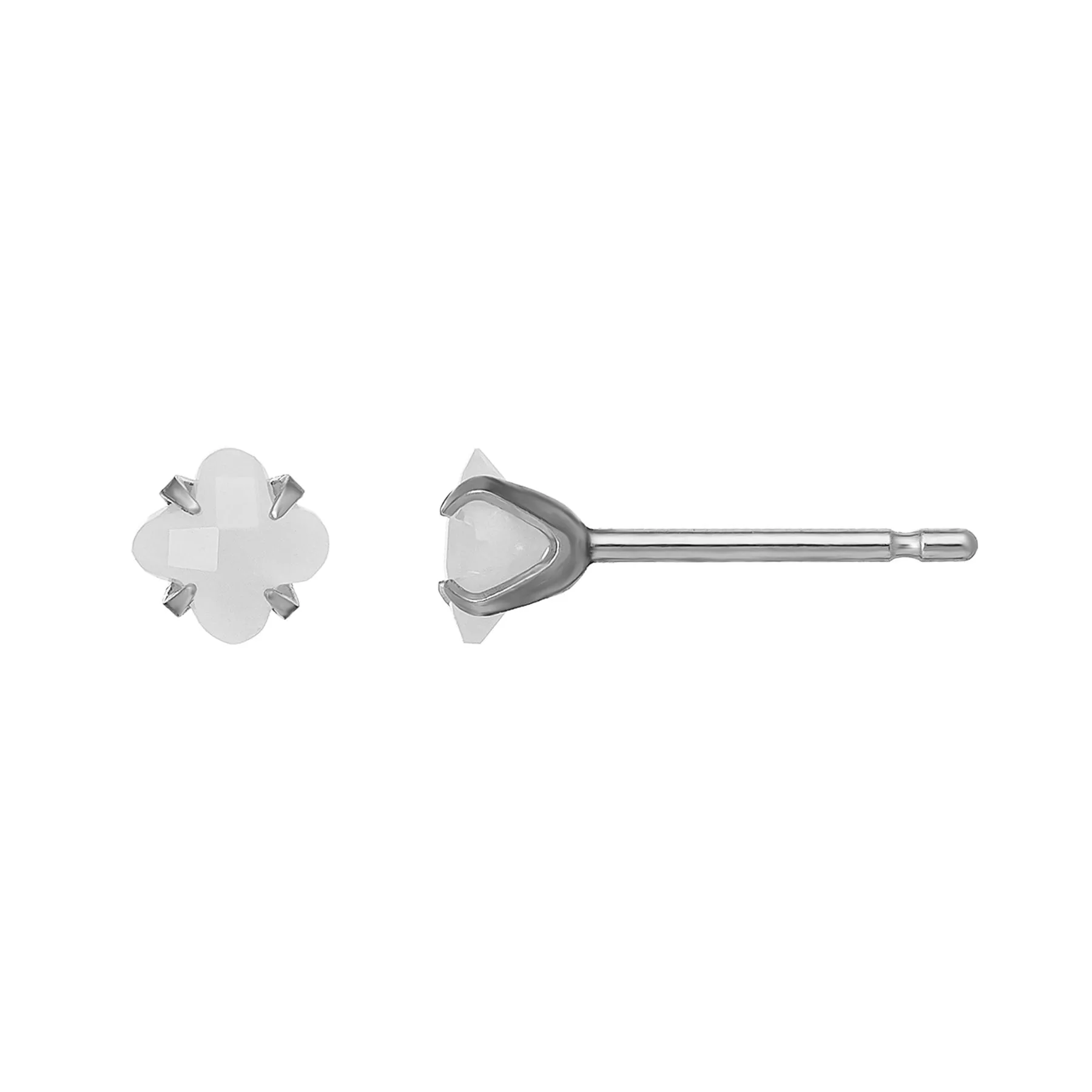 [Second Earrings] Platinum Lily Cut Moonstone Earrings