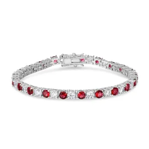 Silver Plated Created Ruby & Cubic Zirconia Bracelet