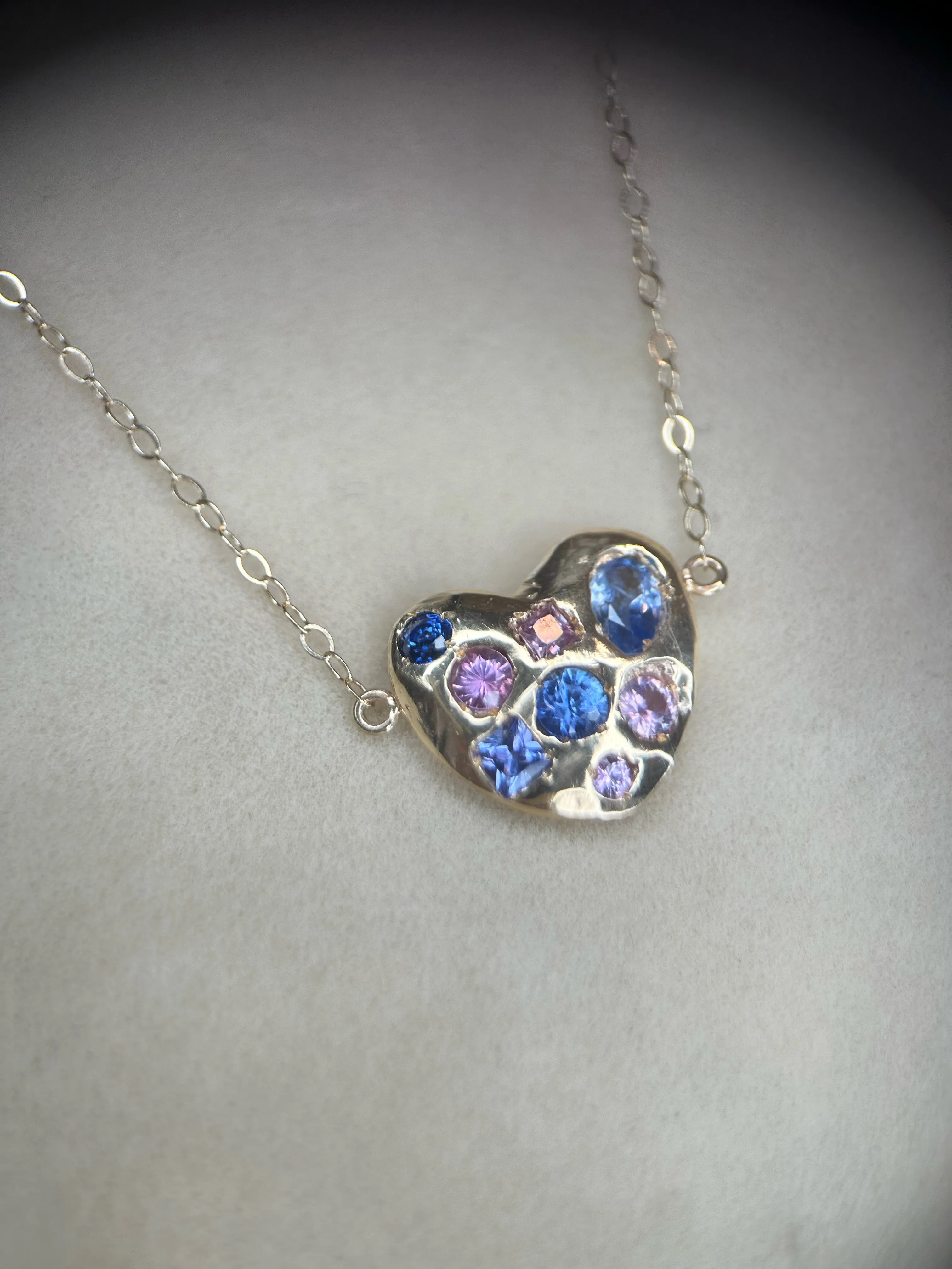 Sold Out - Harlequin One of a kind Sapphire Heart Candy in 14Ct Yellow Gold