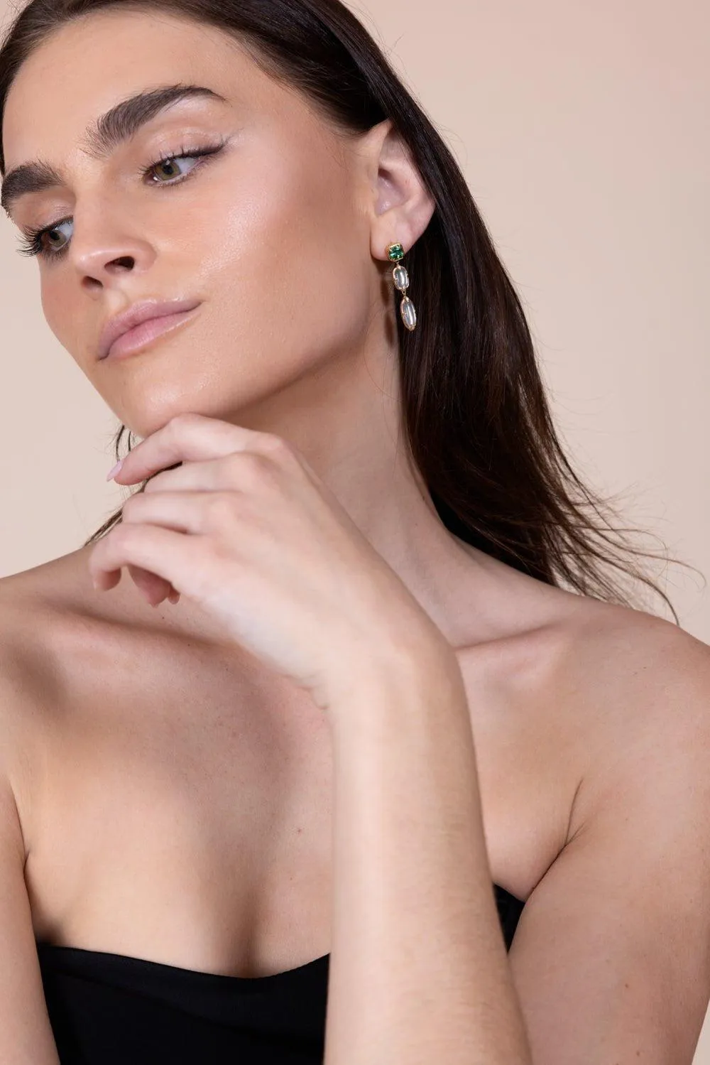SPECIAL EDITION GREEN TOURMALINE MOONSTONE EARRINGS
