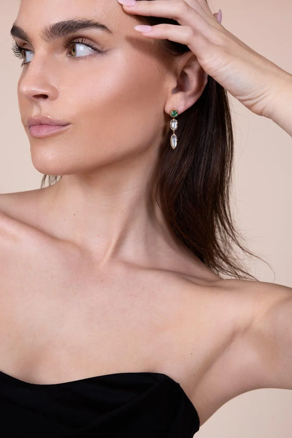 SPECIAL EDITION GREEN TOURMALINE MOONSTONE EARRINGS