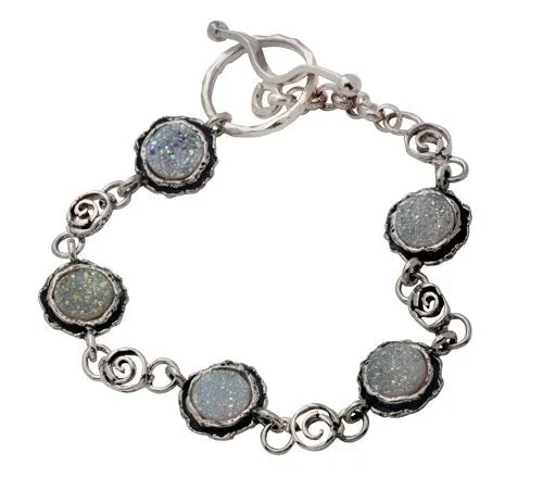 SPIRA Opal Silver Bracelet Handcrafted 925 Sterling Silver Blue Opal Chain & Link Silver Gold Bracelet Fast Free Shipping!Boho Chic Bracelet