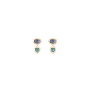 tassel earrings, moonstone   blue topaz