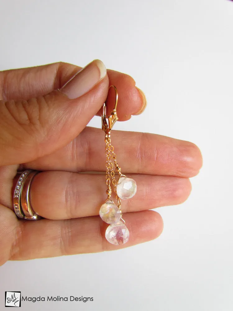 The Delicate Gold And Moonstone Dangle Earrings