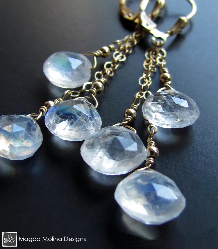 The Delicate Gold And Moonstone Dangle Earrings