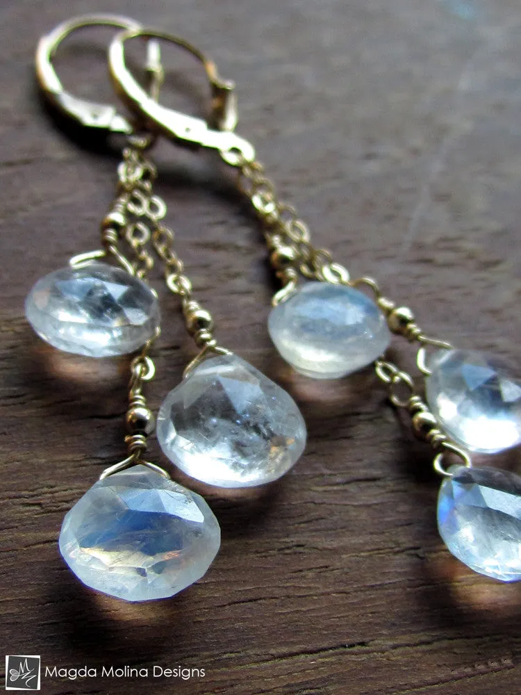 The Delicate Gold And Moonstone Dangle Earrings
