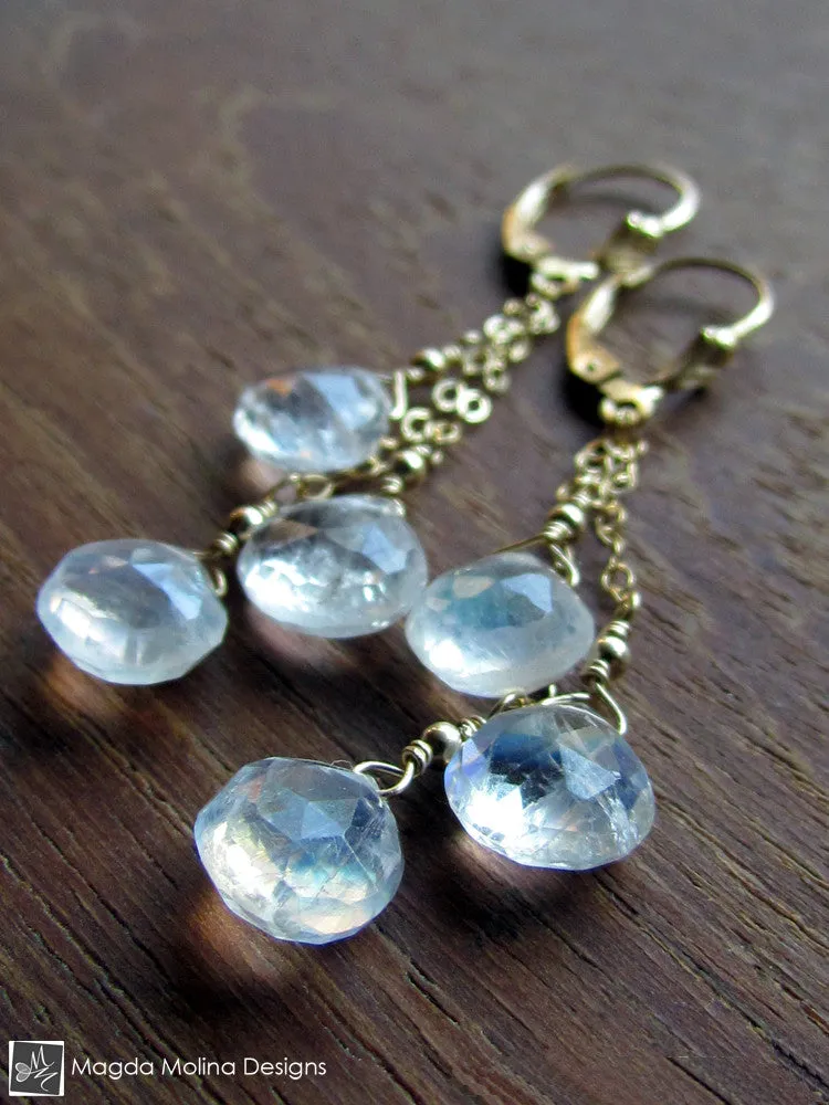 The Delicate Gold And Moonstone Dangle Earrings