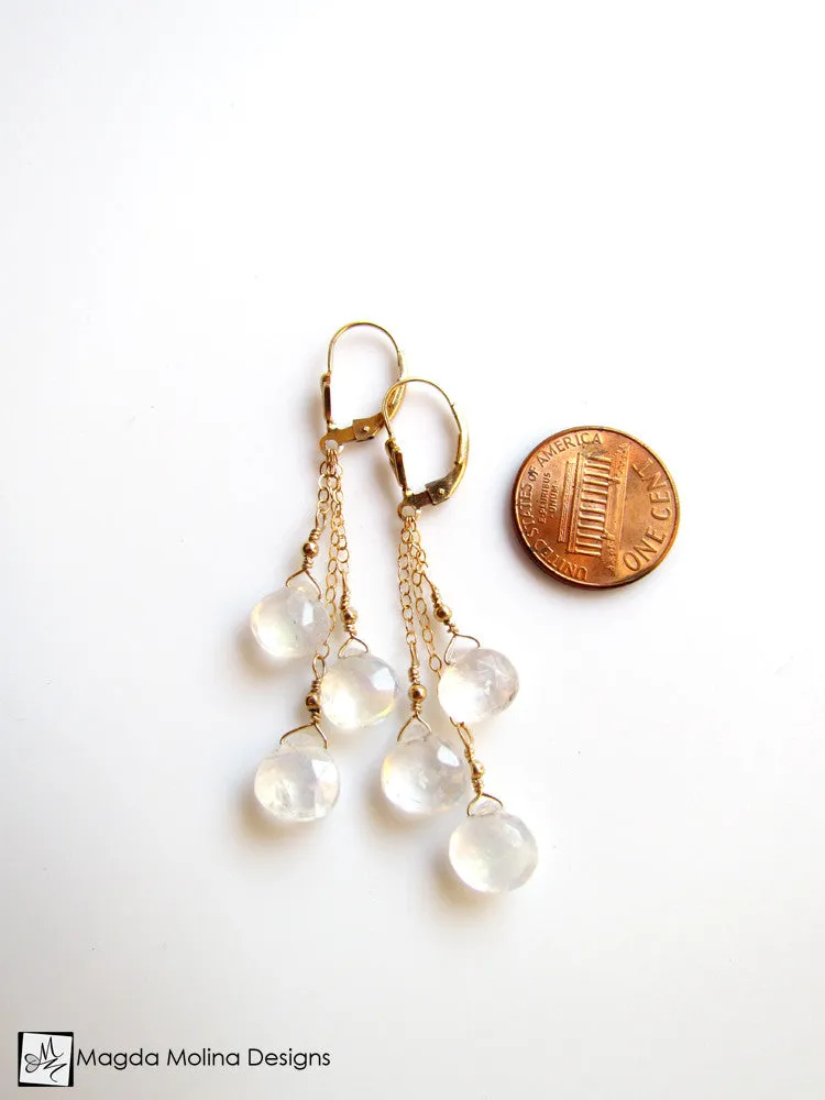 The Delicate Gold And Moonstone Dangle Earrings