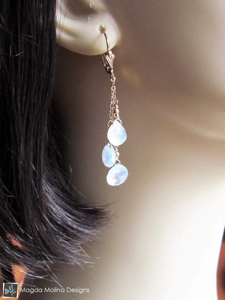The Delicate Gold And Moonstone Dangle Earrings