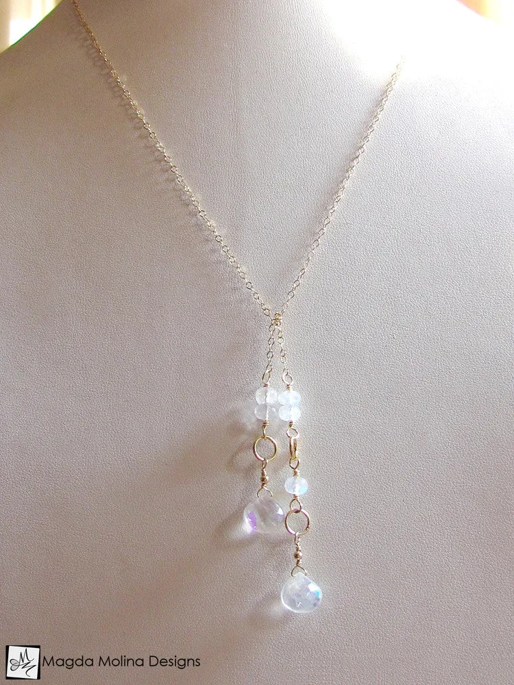 The Delicate Moonstone And Gold Chain Lariat