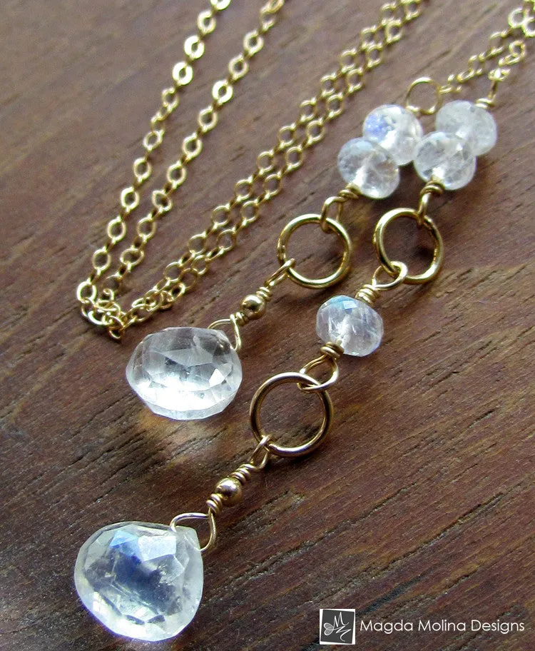 The Delicate Moonstone And Gold Chain Lariat