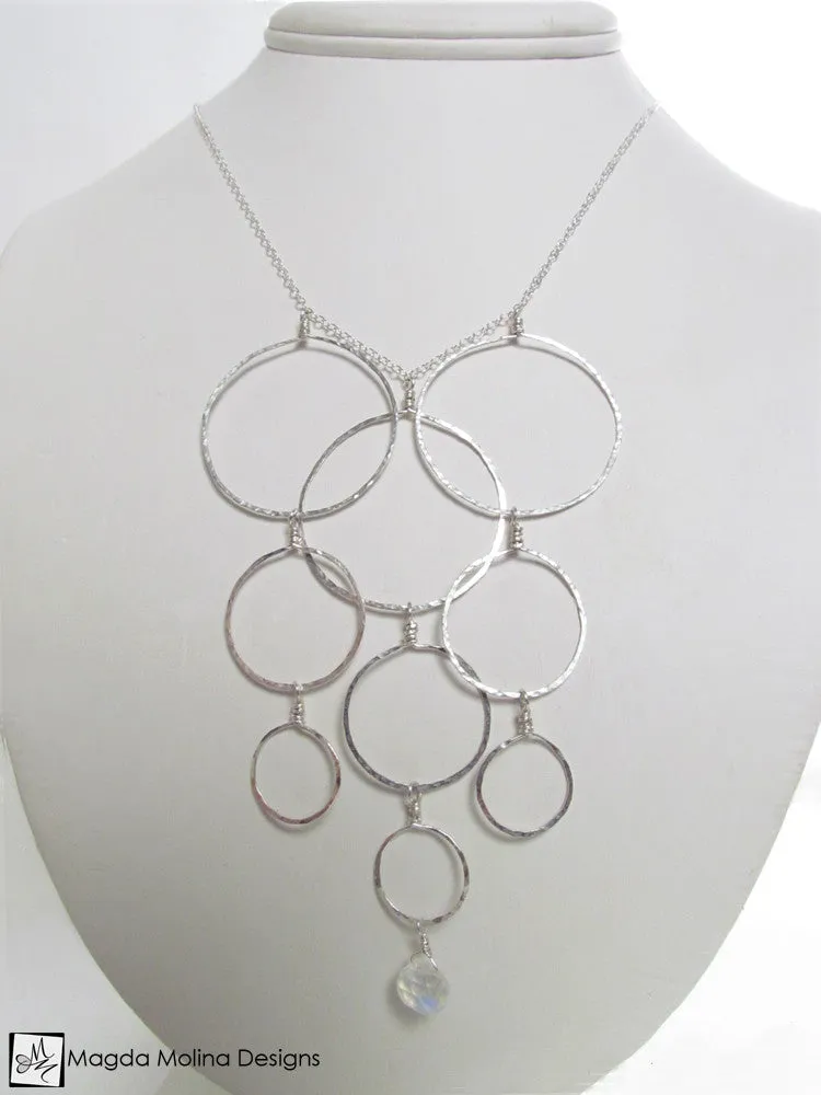 The Elegant Silver Bubbles & Moonstone Necklace