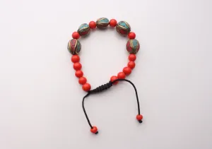 Tibetan Beads  Coral and Turquoise Bracelet