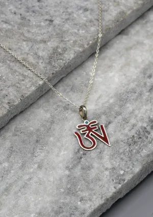 Tibetan Om Pendant, Sterling Silver