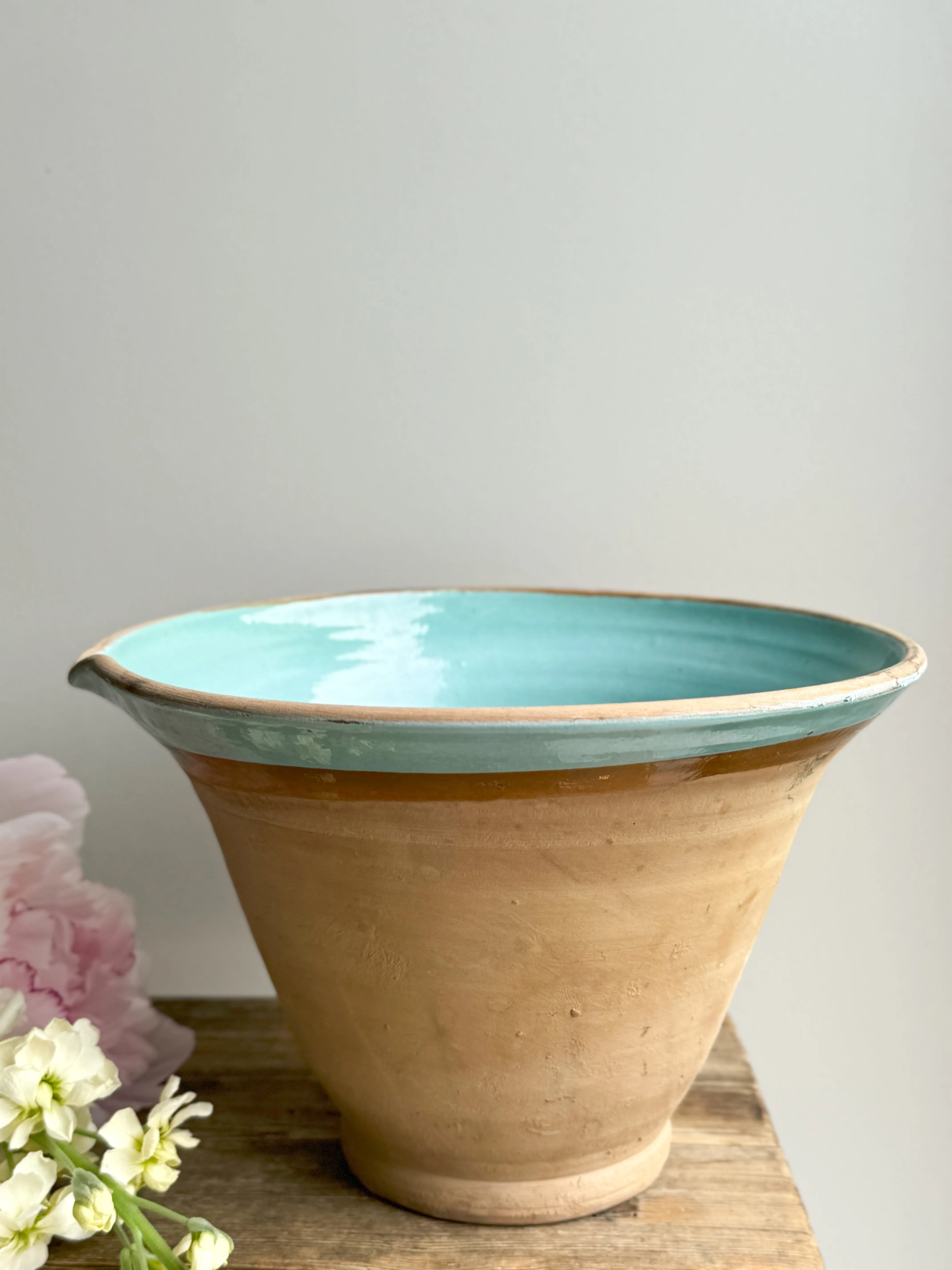 Vintage Hungarian Terracotta Blue Glazed Slipware Pot