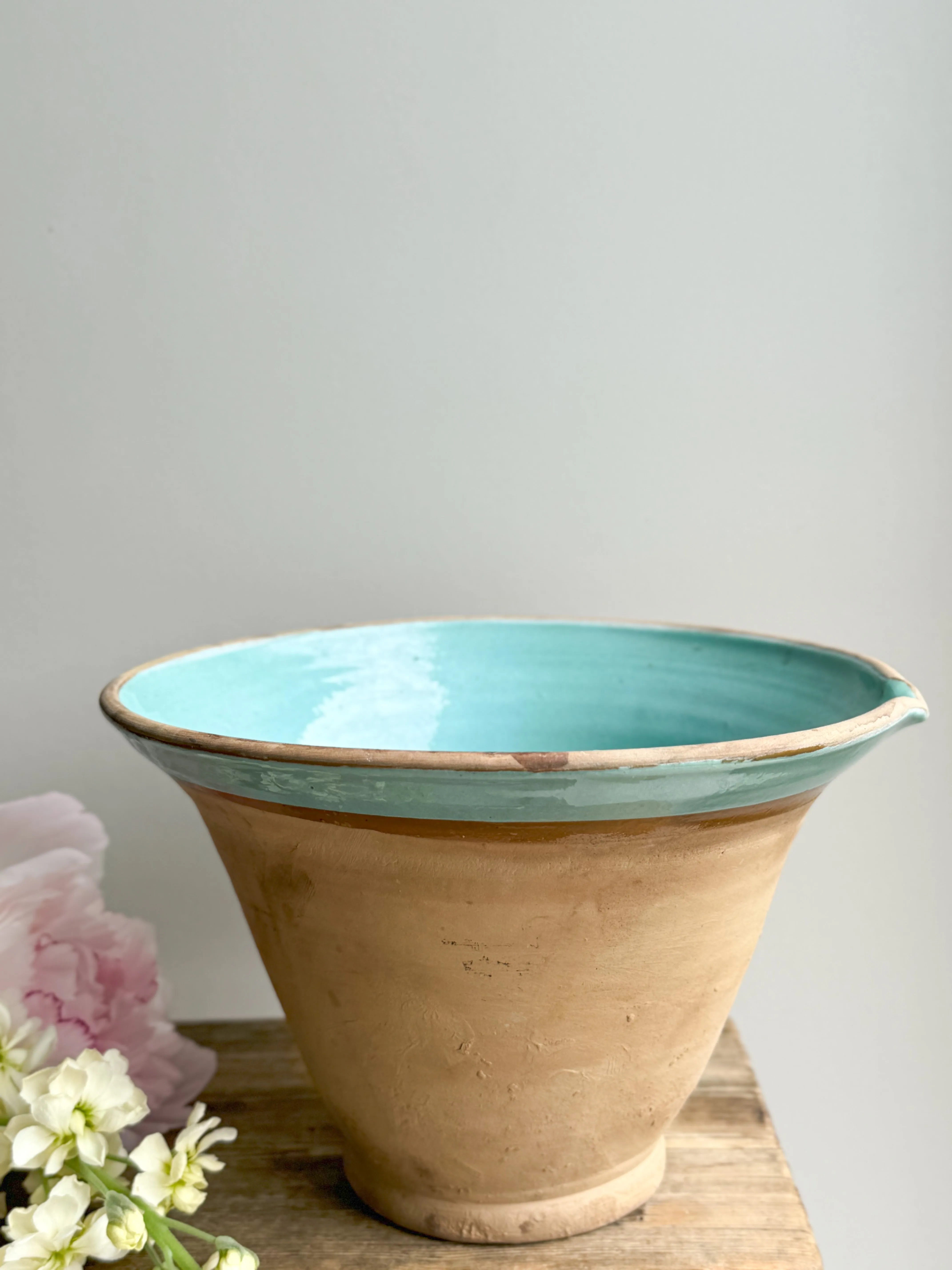 Vintage Hungarian Terracotta Blue Glazed Slipware Pot