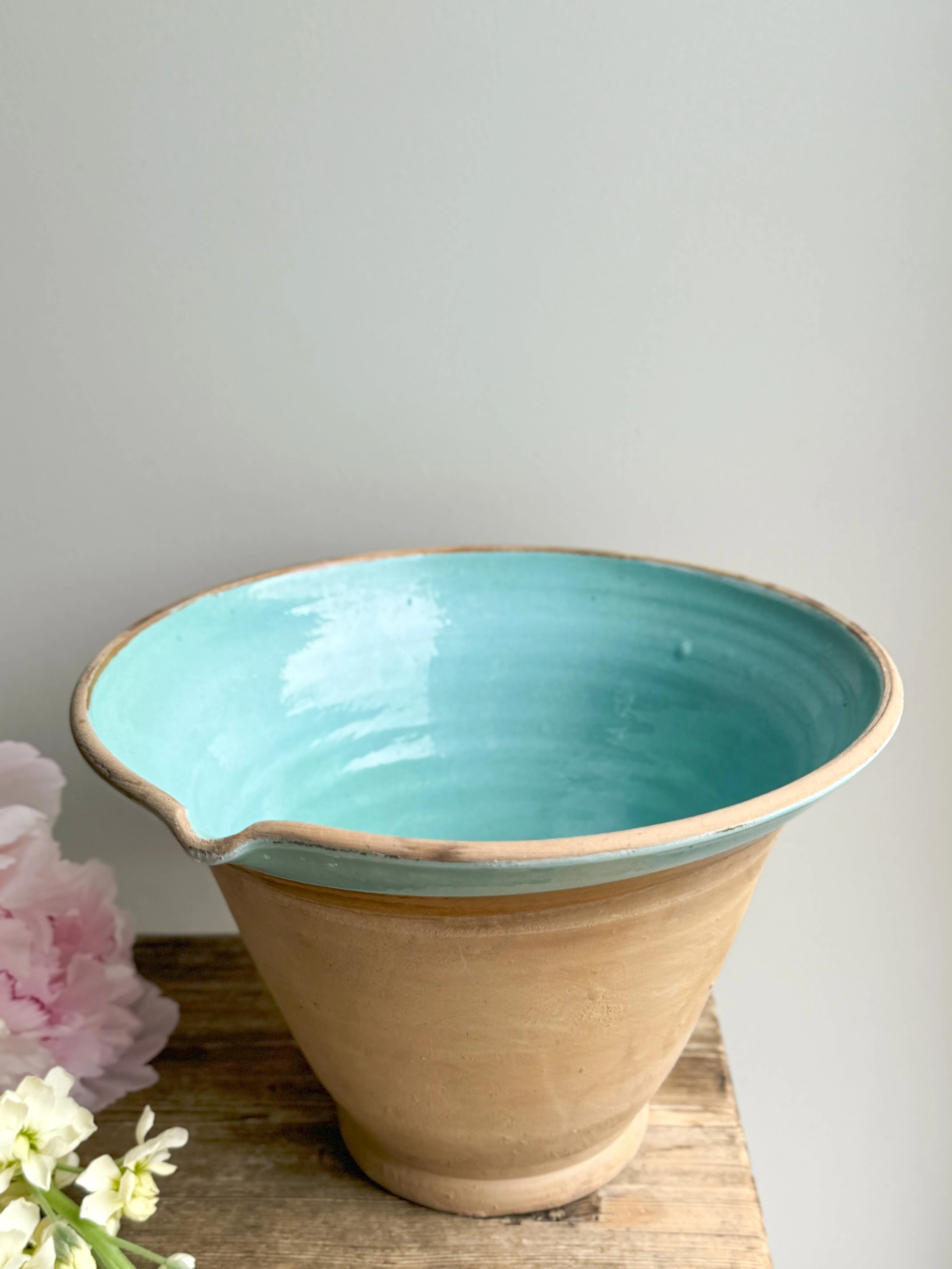 Vintage Hungarian Terracotta Blue Glazed Slipware Pot