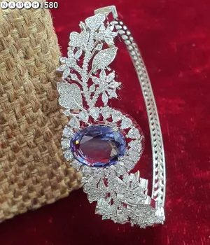 Women's Designer American Diamond Antique Stone Kada & Bracelet Set