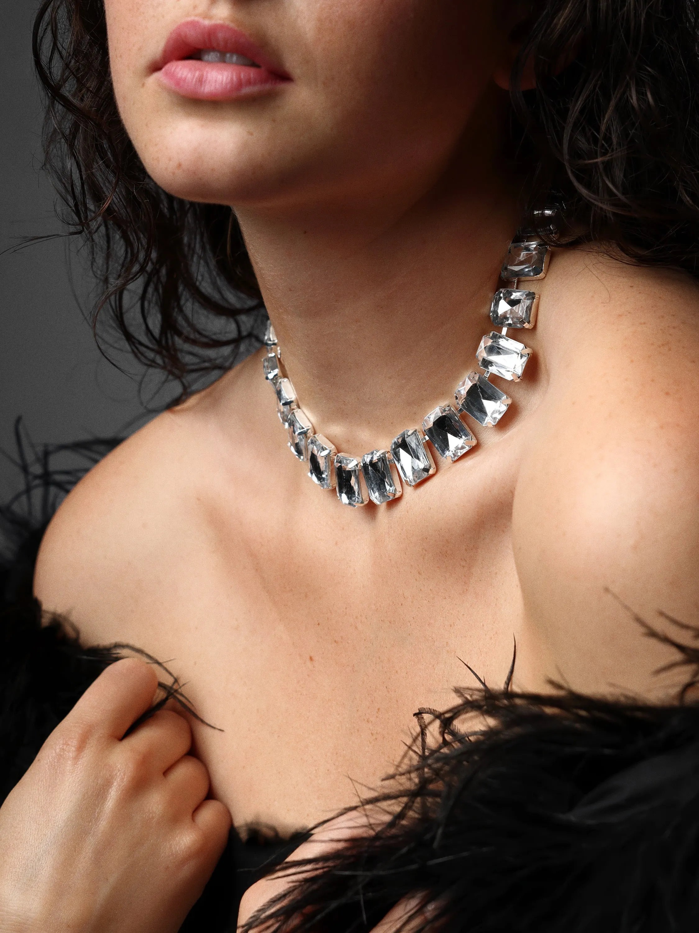 XL Emerald Cut Crystal Choker Necklace