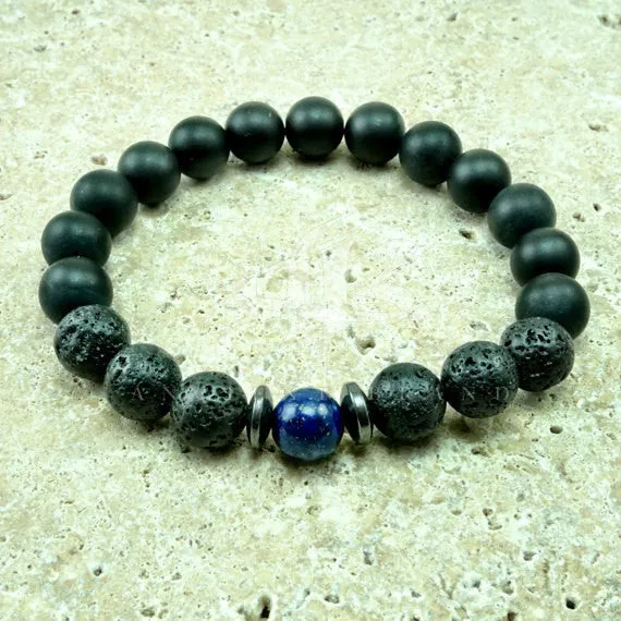 Yahto 10mm Matte Onyx Beaded Bracelet
